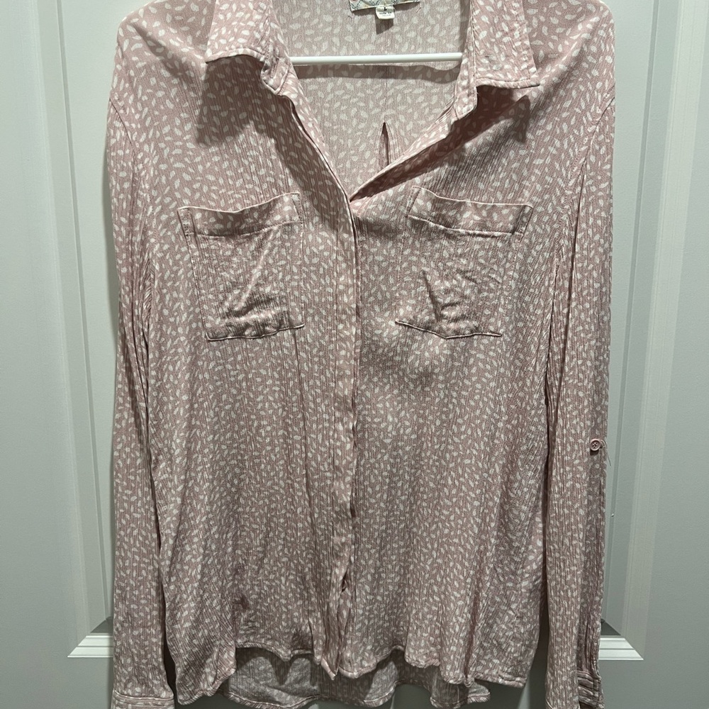 Hippie Rose Light Pink Button Down Shirt
